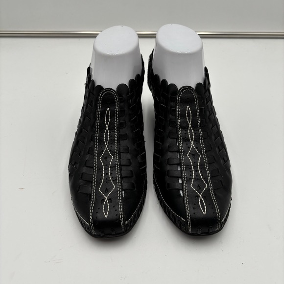 Pikolinos Romana Woven Leather Slingback Heels Black Womens 37 US 7 Comfort - Picture 5 of 11